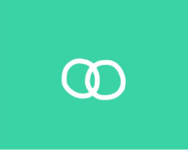 Icon für Austausch, zwei Ringe die ineinander verhackt sind auf grünem Hintergrund Movetia..
